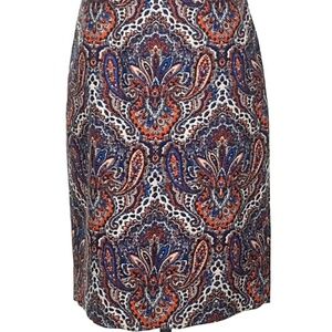 PAISLEY PRINT COTTON-BLEND PENCIL SKIRT
